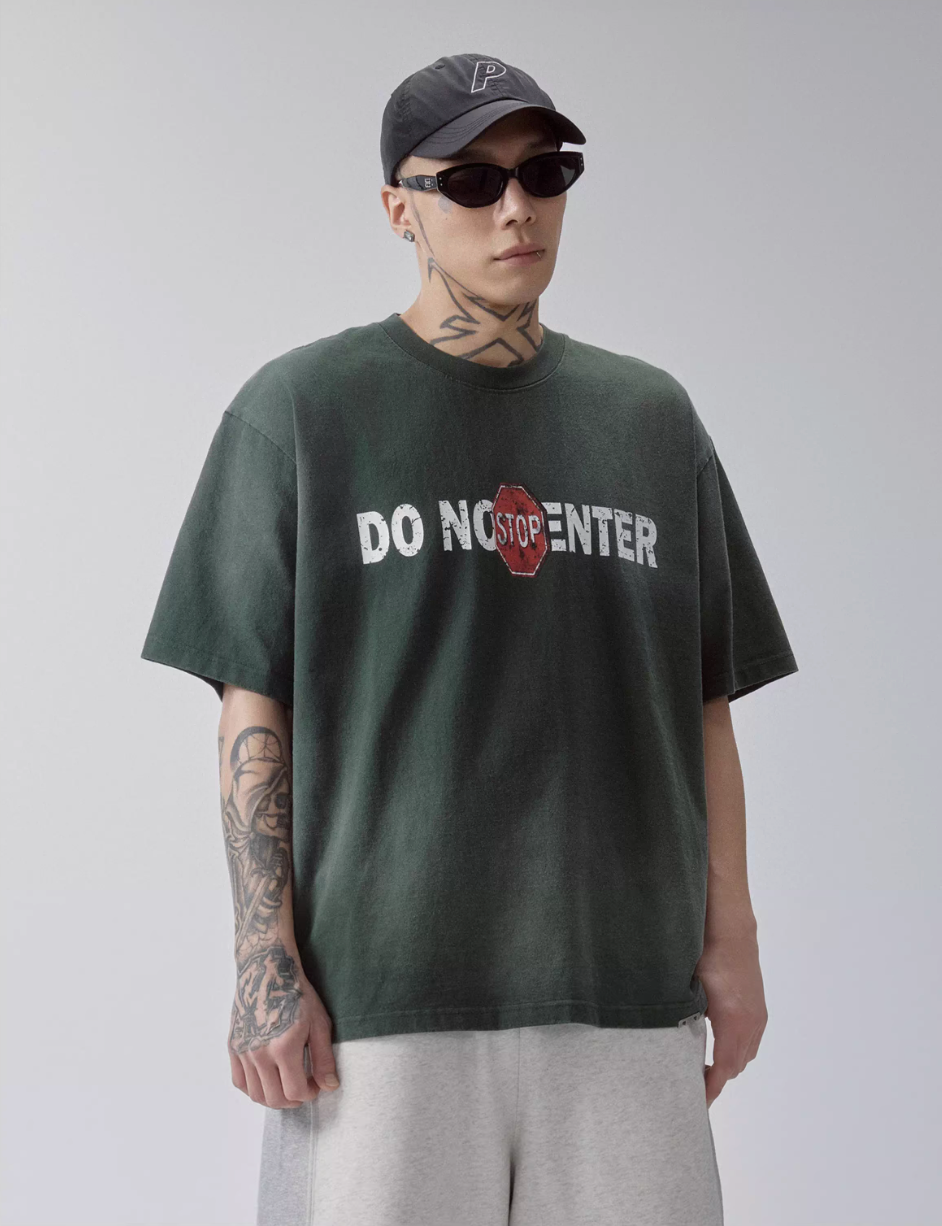 F2CE DO NOT ENTER Print Gradient Washed Tee | Face 3 Face