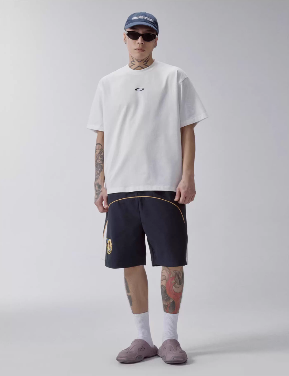 F2CE Contrast Color Patch Embroidered Track Shorts | Face 3 Face