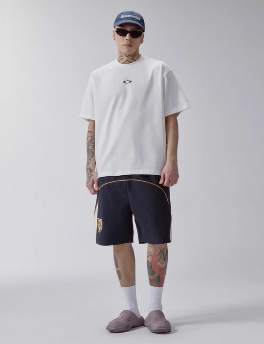 F2CE Contrast Color Patch Embroidered Track Shorts | Face 3 Face