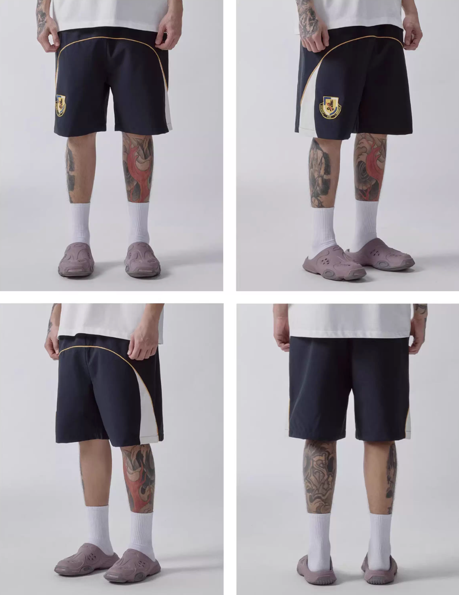 F2CE Contrast Color Patch Embroidered Track Shorts | Face 3 Face