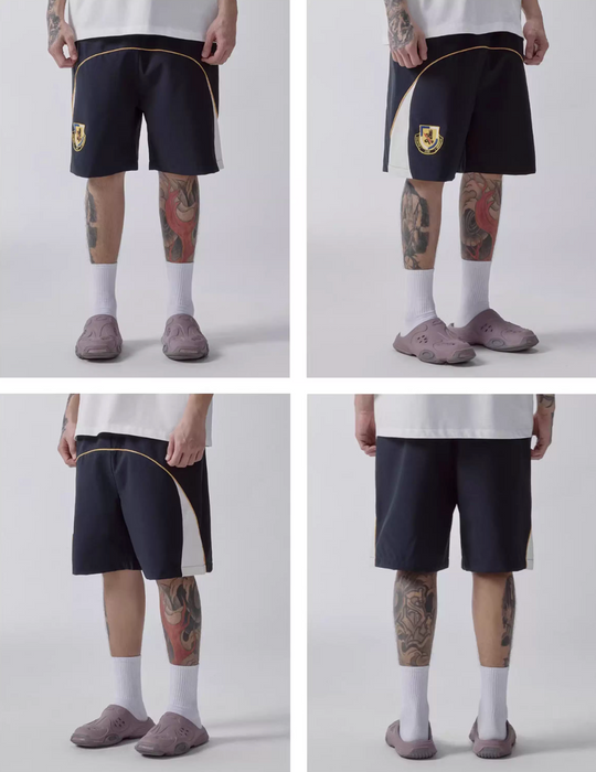 F2CE Contrast Color Patch Embroidered Track Shorts | Face 3 Face