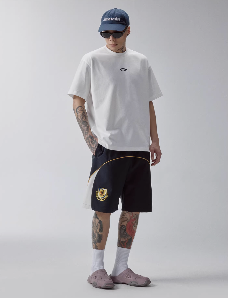 F2CE Contrast Color Patch Embroidered Track Shorts | Face 3 Face