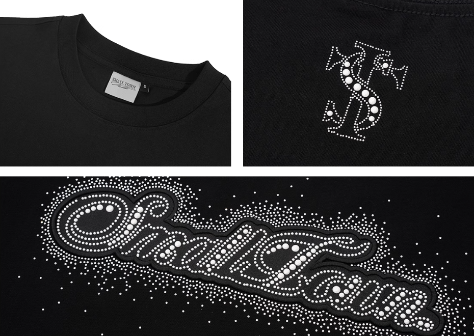 Small Town Kid Pearl and Rhinestone Embroidered Tee | Face 3 Face