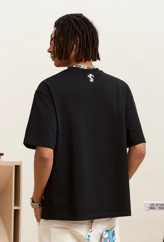 Small Town Kid Pearl Layered Embroidery Tee | Face 3 Face