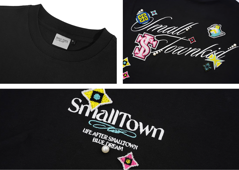 Small Town Kid Ethnic Patchwork Pearl Embellished Tee | Face 3 Face