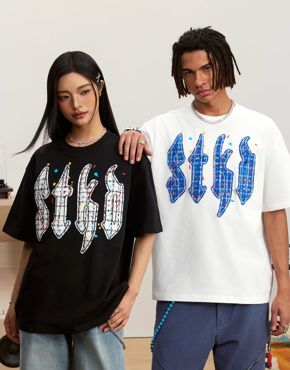 Small Town Kid Plaid STKD Patch Splash Ink Tee | Face 3 Face