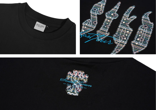 Small Town Kid Ethnic STKD Patch Pearl Embellished Tee | Face 3 Face