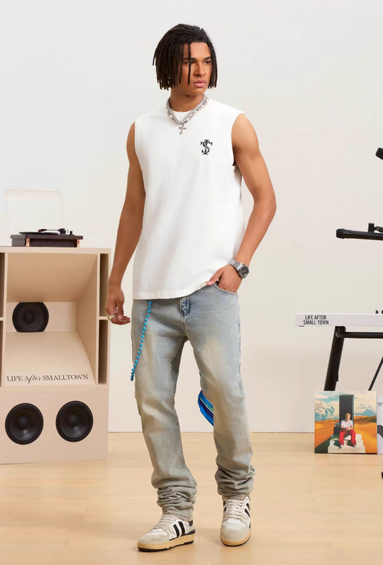 Small Town Kid Logo Print Sleeveless Tee | Face 3 Face