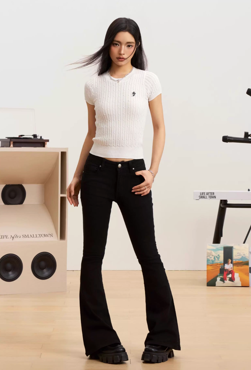 Small Town Kid Twist Knit Slim Fit Short Sleeve Tee | Face 3 Face