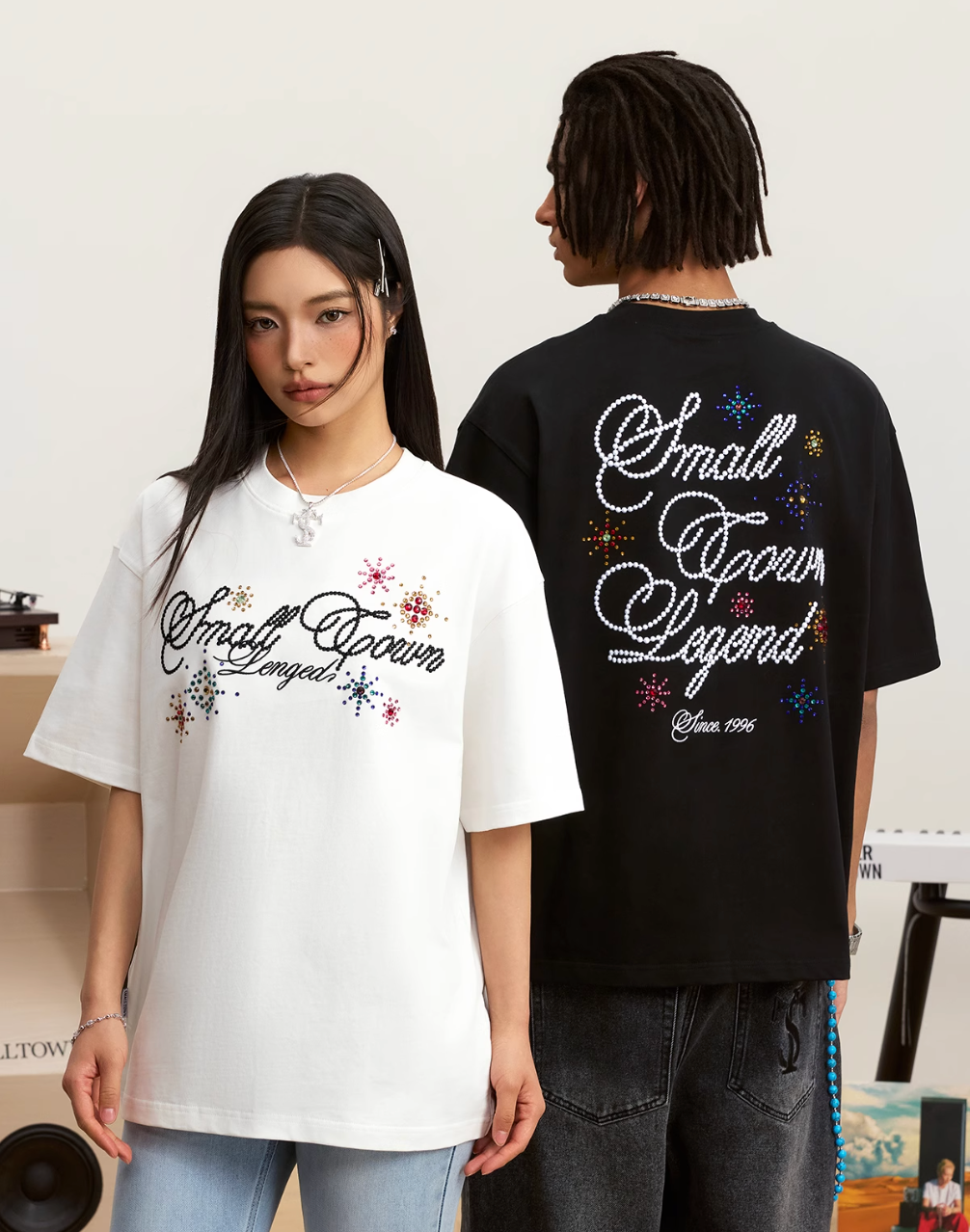 Small Town Kid Colorful Fireworks Rhinestone Tee | Face 3 Face