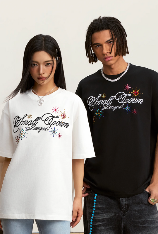 Small Town Kid Colorful Fireworks Rhinestone Tee | Face 3 Face