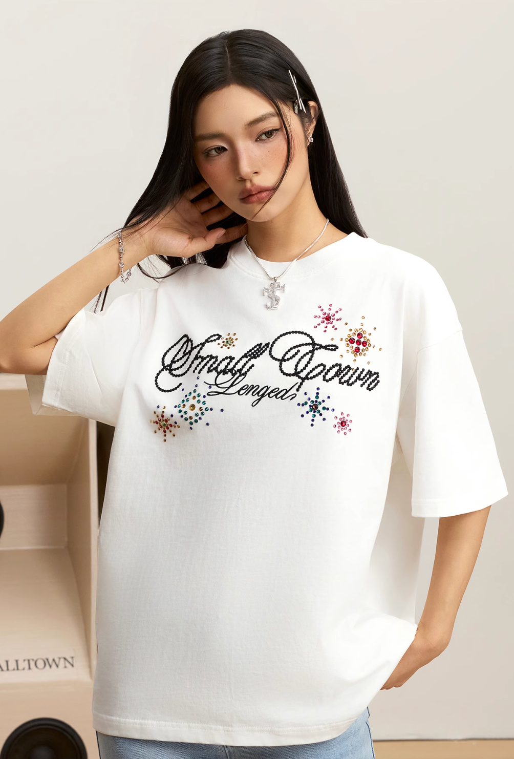 Small Town Kid Colorful Fireworks Rhinestone Tee | Face 3 Face