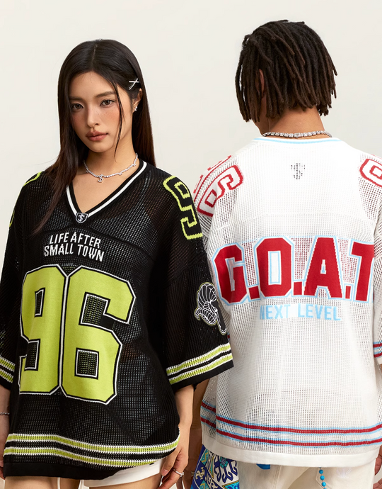 Small Town Kid Mesh Knit V Neck Rugby Jersey | Face 3 Face