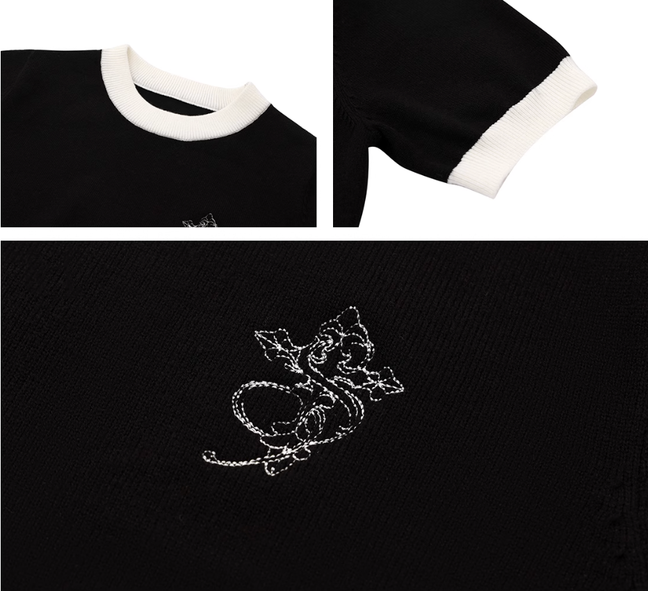 Small Town Kid Contrast Color Knit Slim Fit Cropped Tee | Face 3 Face