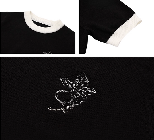 Small Town Kid Contrast Color Knit Slim Fit Cropped Tee | Face 3 Face