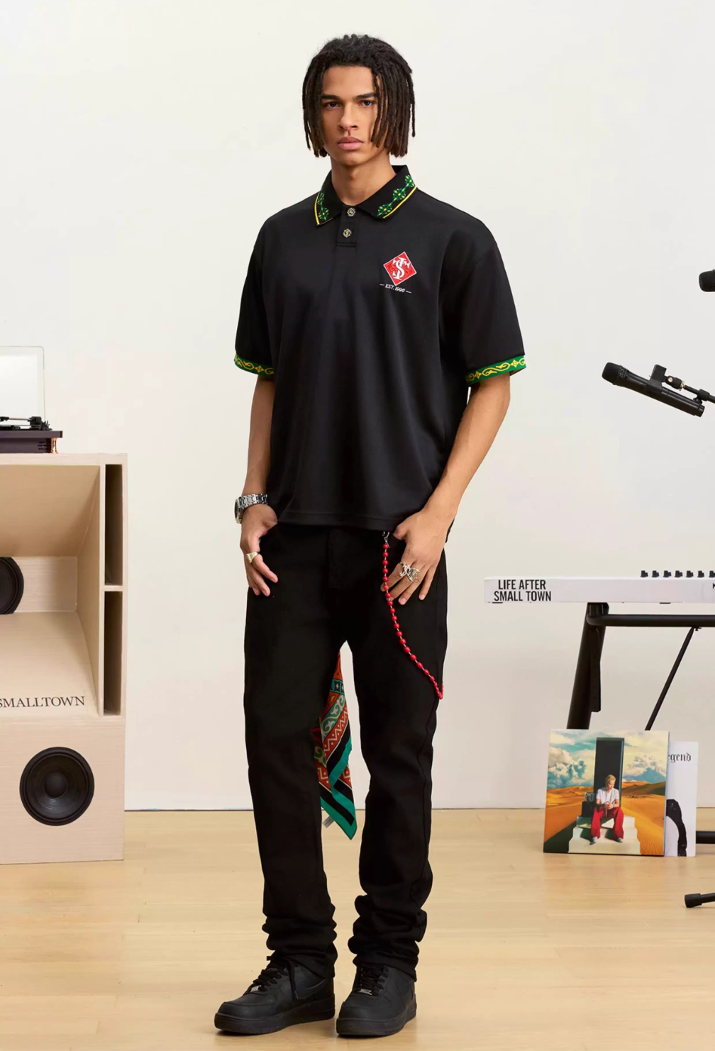 Small Town Kid Ethnic Pattern Jacquard Polo Shirt | Face 3 Face