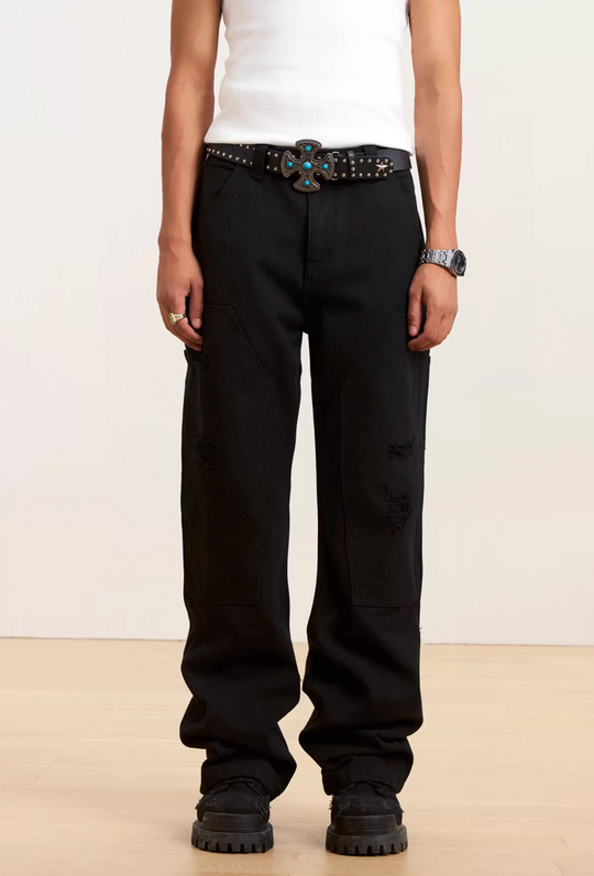 Small Town Kid Destroyed Washed Double Knee Pants | Face 3 Face