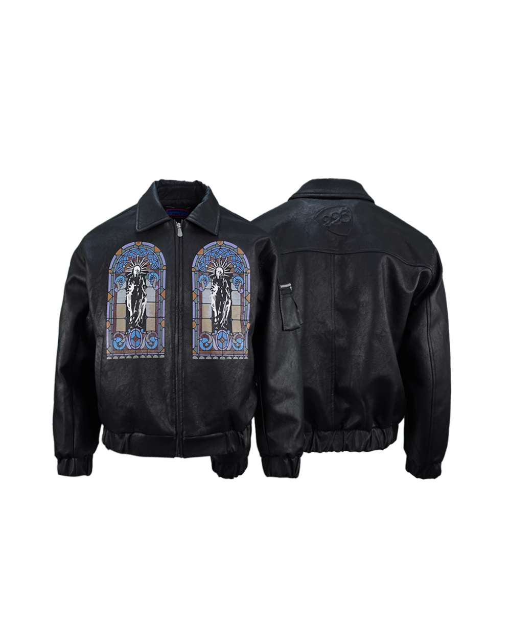 TGFCLUB Embroidered Printed PU Leather Jacket | Face 3 Face