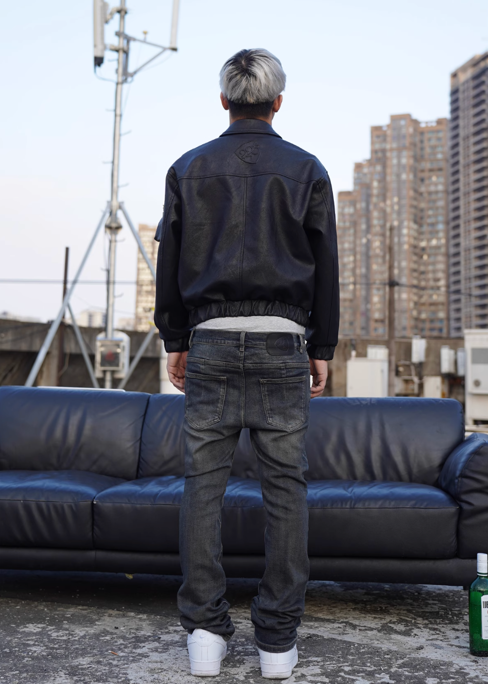 TGFCLUB Embroidered Printed PU Leather Jacket | Face 3 Face