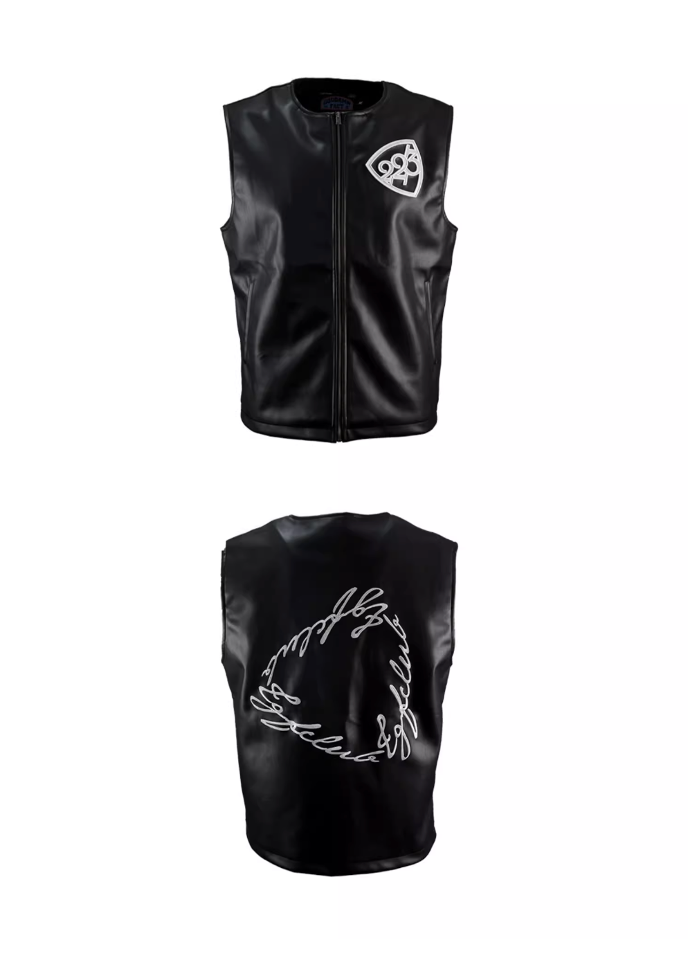 TGFCLUB 223 Embroidered PU Leather Vest | Face 3 Face