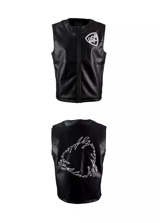 TGFCLUB 223 Embroidered PU Leather Vest | Face 3 Face