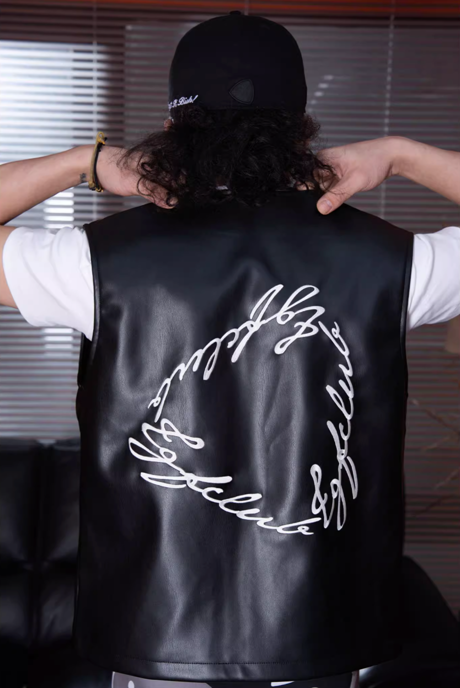 TGFCLUB 223 Embroidered PU Leather Vest | Face 3 Face
