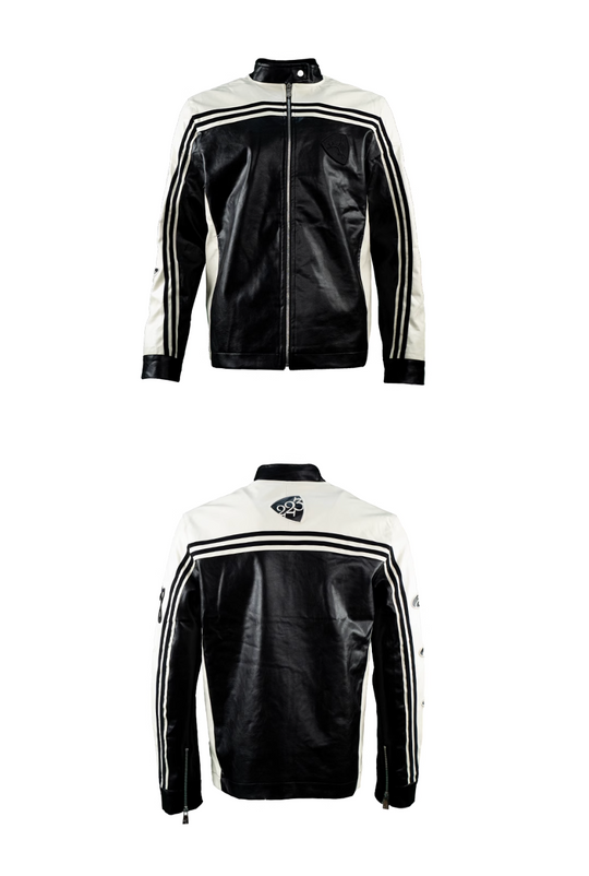 TGFCLUB Embroidered Slim Racing Leather Jacket | Face 3 Face