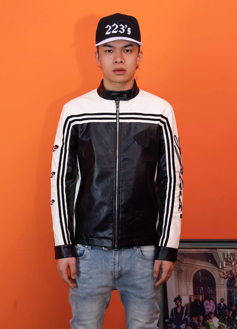 TGFCLUB Embroidered Slim Racing Leather Jacket | Face 3 Face