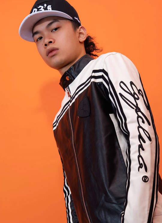TGFCLUB Embroidered Slim Racing Leather Jacket | Face 3 Face