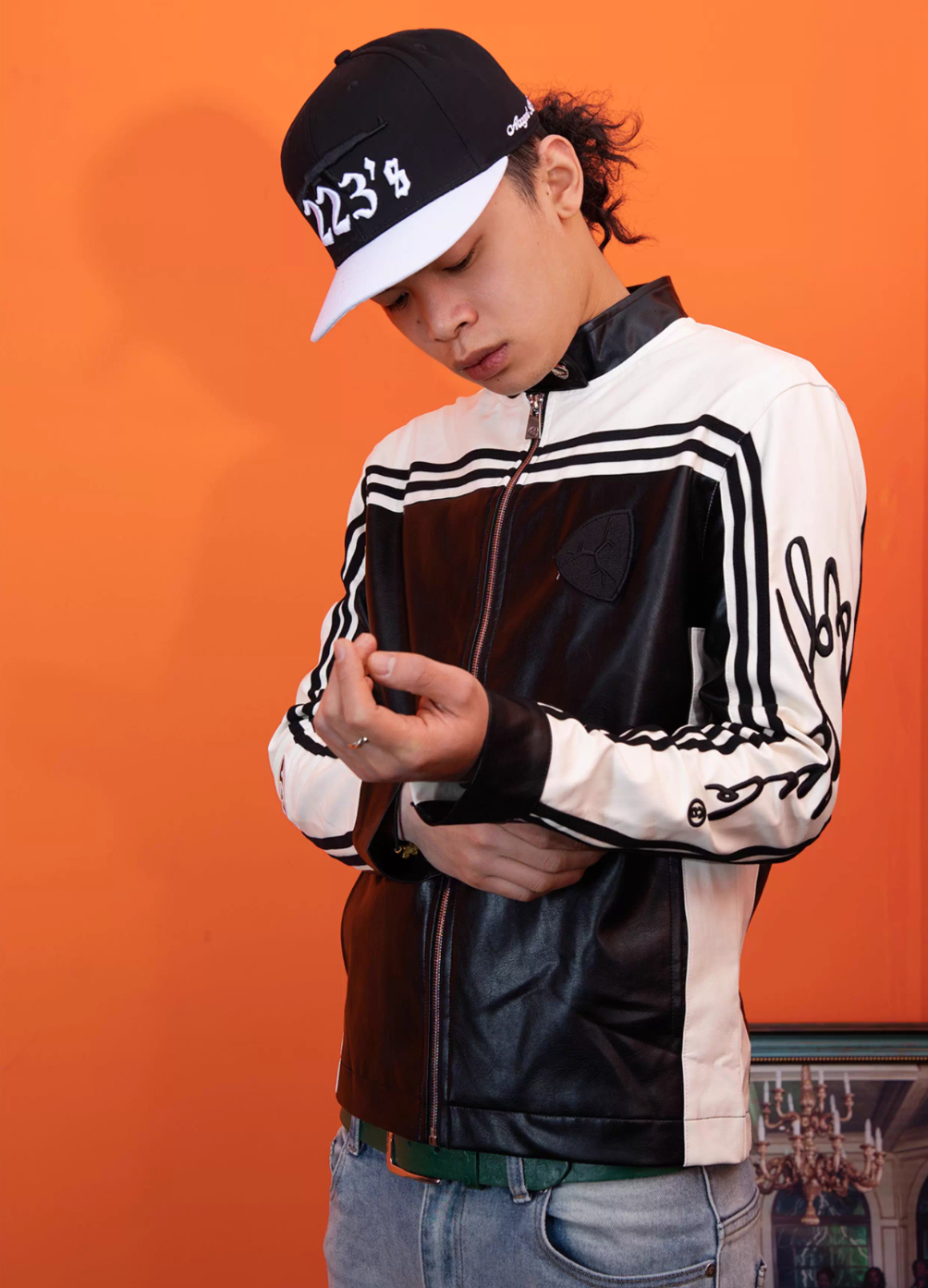 TGFCLUB Embroidered Slim Racing Leather Jacket | Face 3 Face