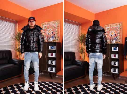 TGFCLUB Removable Hood Glossy Slim Down Jacket | Face 3 Face