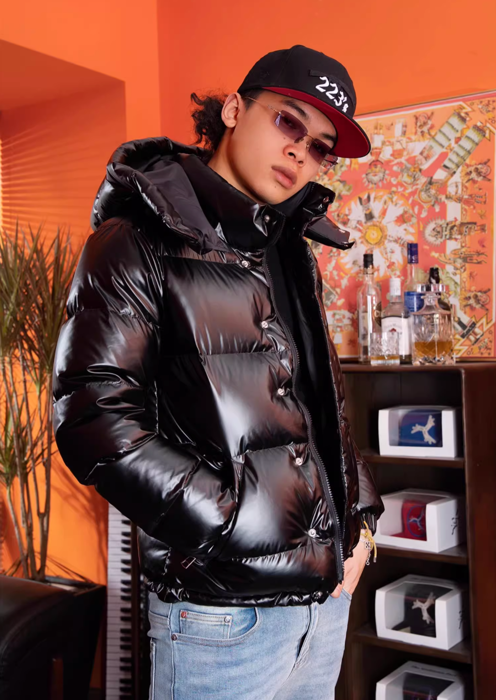 TGFCLUB Removable Hood Glossy Slim Down Jacket | Face 3 Face