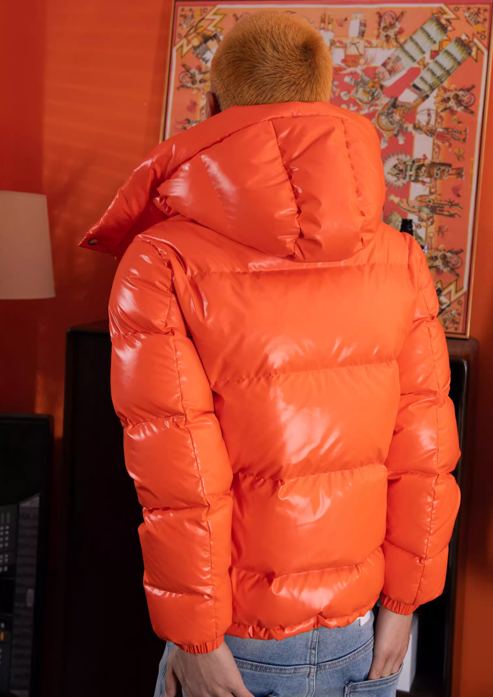 TGFCLUB Removable Hood Glossy Slim Down Jacket | Face 3 Face