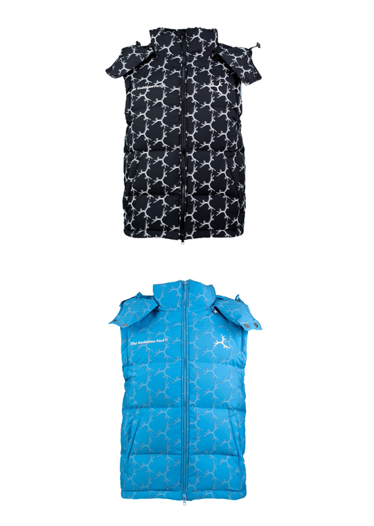 TGFCLUB Full Print Slim Hooded Down Vest | Face 3 Face