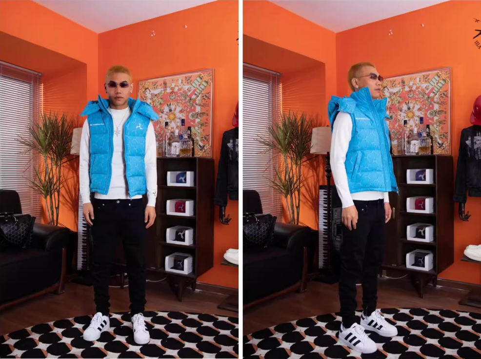 TGFCLUB Full Print Slim Hooded Down Vest | Face 3 Face