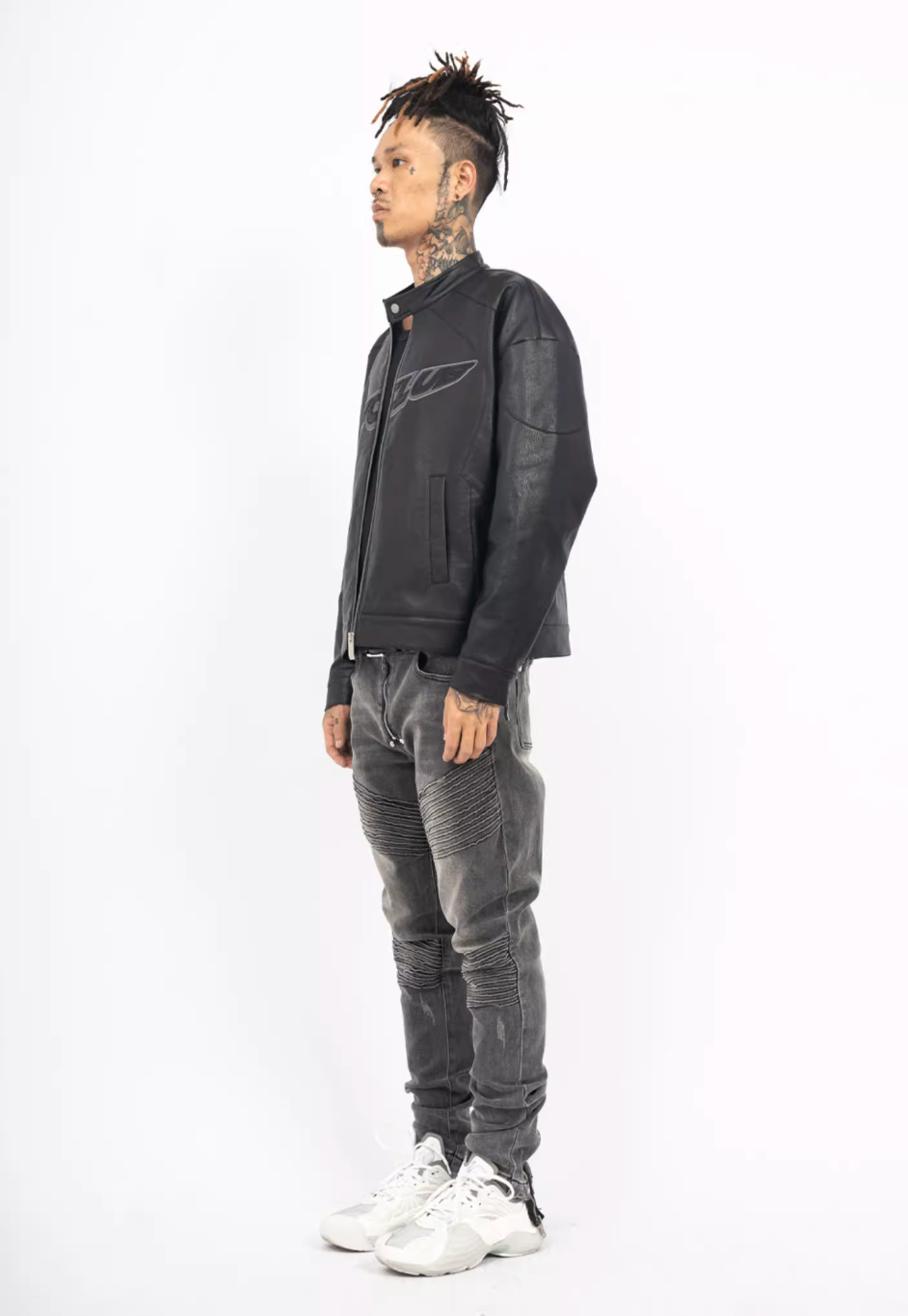 TGFCLUB Logo Embroidered Racing Leather Jacket | Face 3 Face