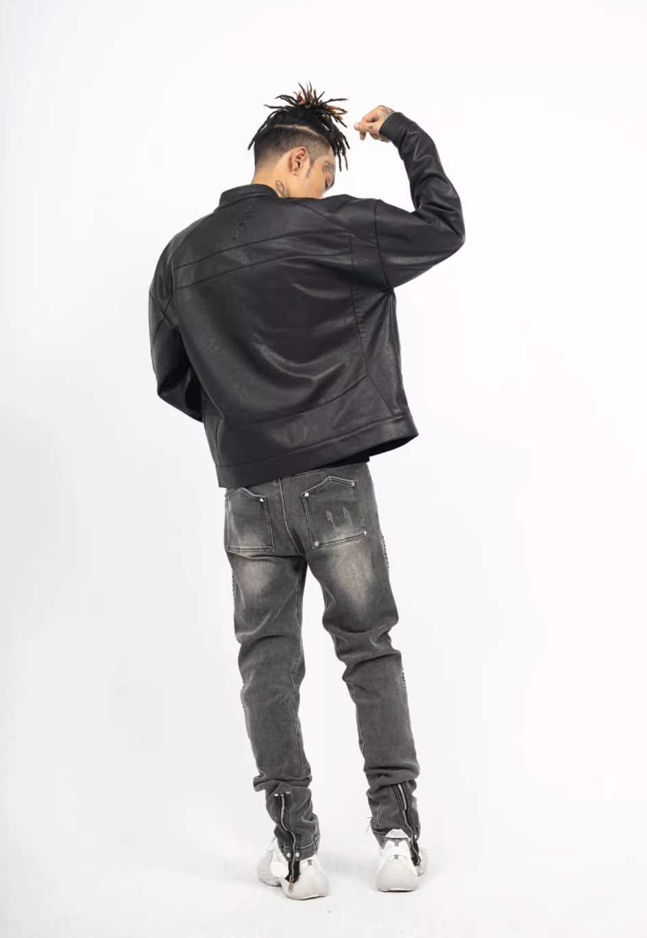 TGFCLUB Logo Embroidered Racing Leather Jacket | Face 3 Face