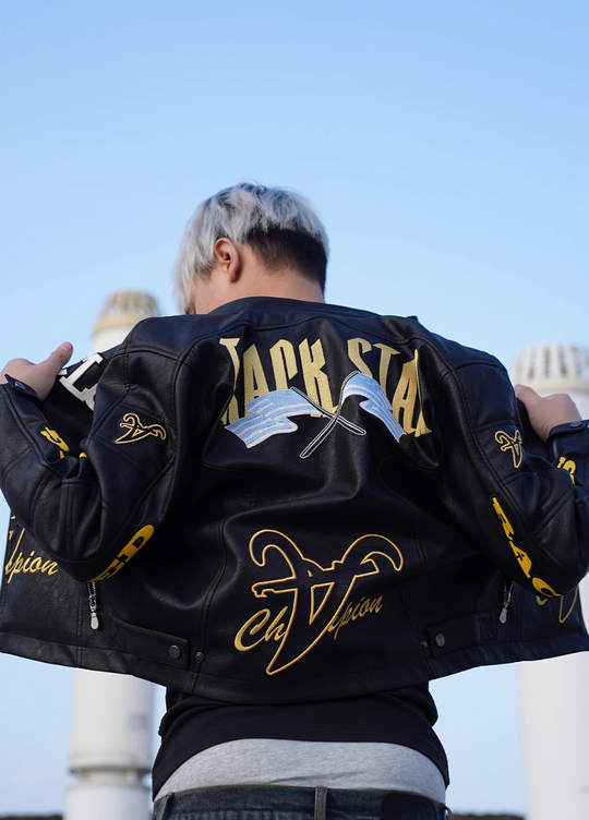 TGFCLUB Heavy Embroidery Racing Leather Jacket | Face 3 Face