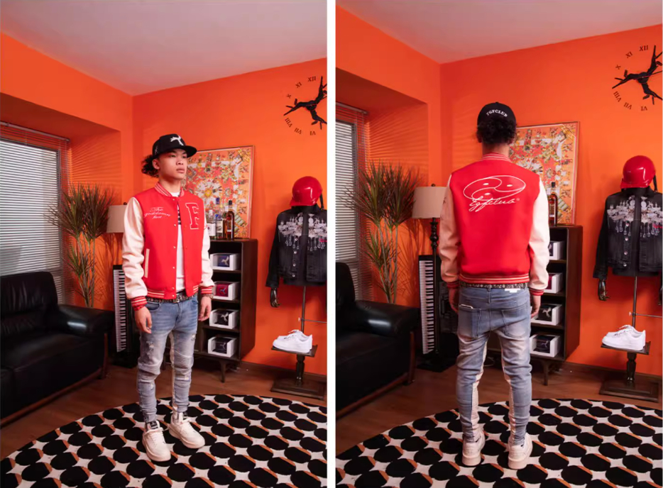 TGFCLUB Embroidery Patchwork PU Leather Varsity Jacket | Face 3 Face