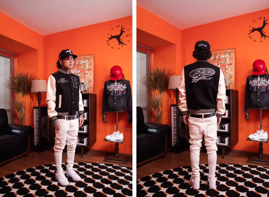 TGFCLUB Embroidery Patchwork PU Leather Varsity Jacket | Face 3 Face