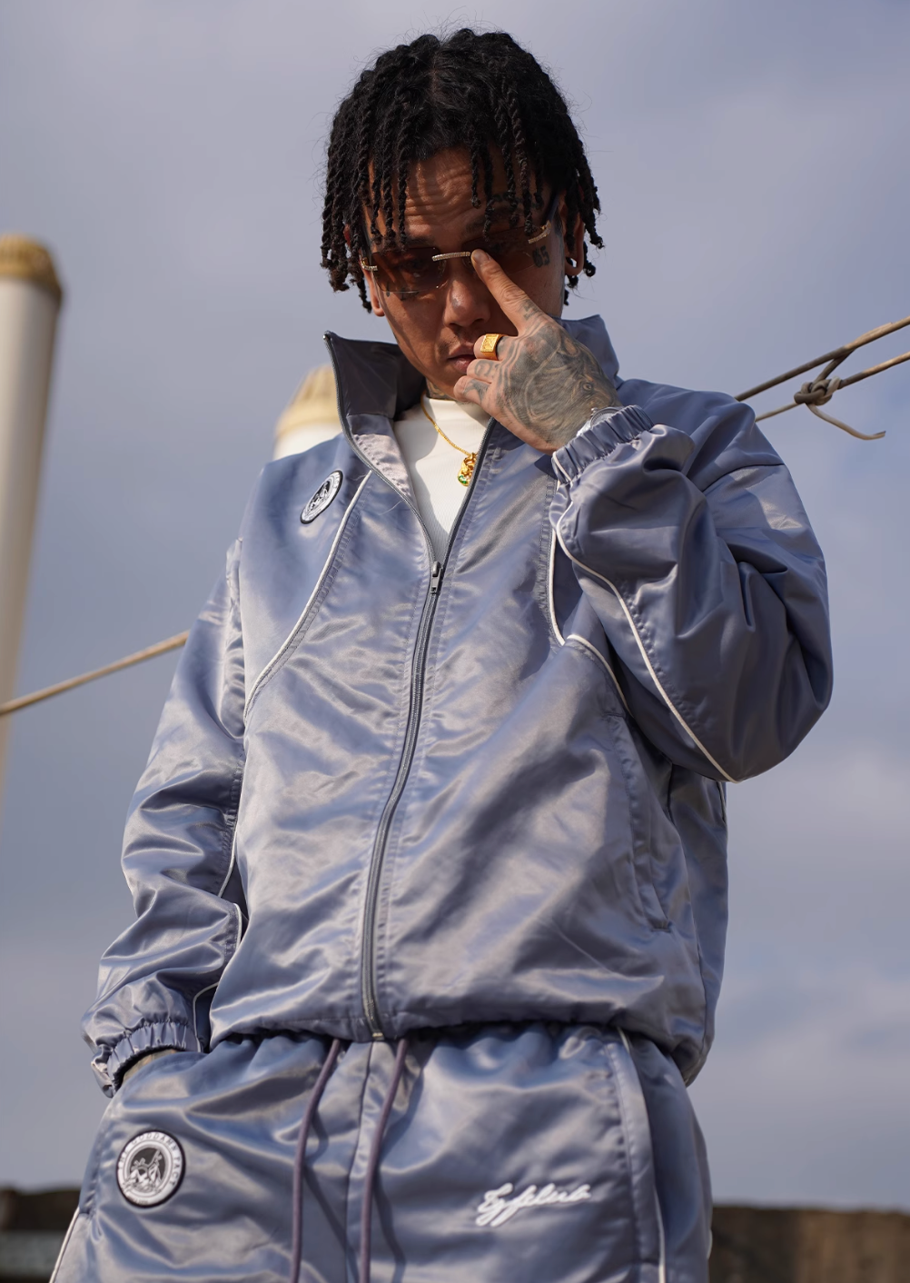 TGFCLUB Logo Patch Line Track Jacket and Track Pants | Face 3 Face