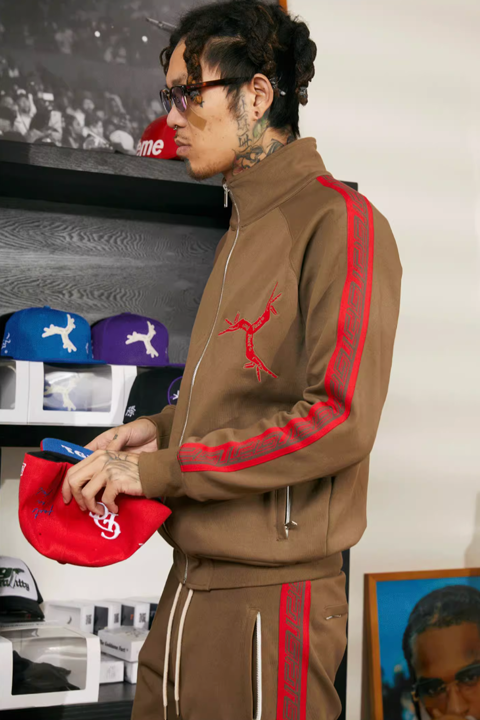 TGFCLUB Embroidered Logo Side Stripe Track Jacket and Track Pants | Face 3 Face