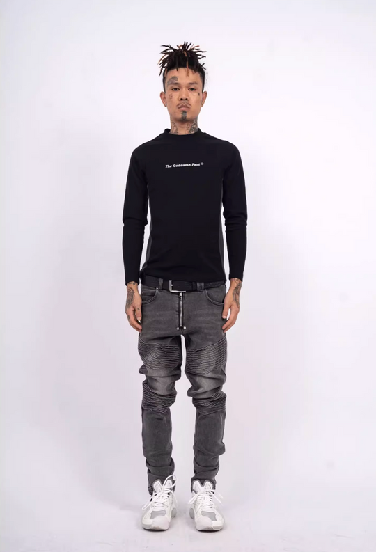 TGFCLUB Slim Fit Logo Print Basic Long Sleeve Tee | Face 3 Face