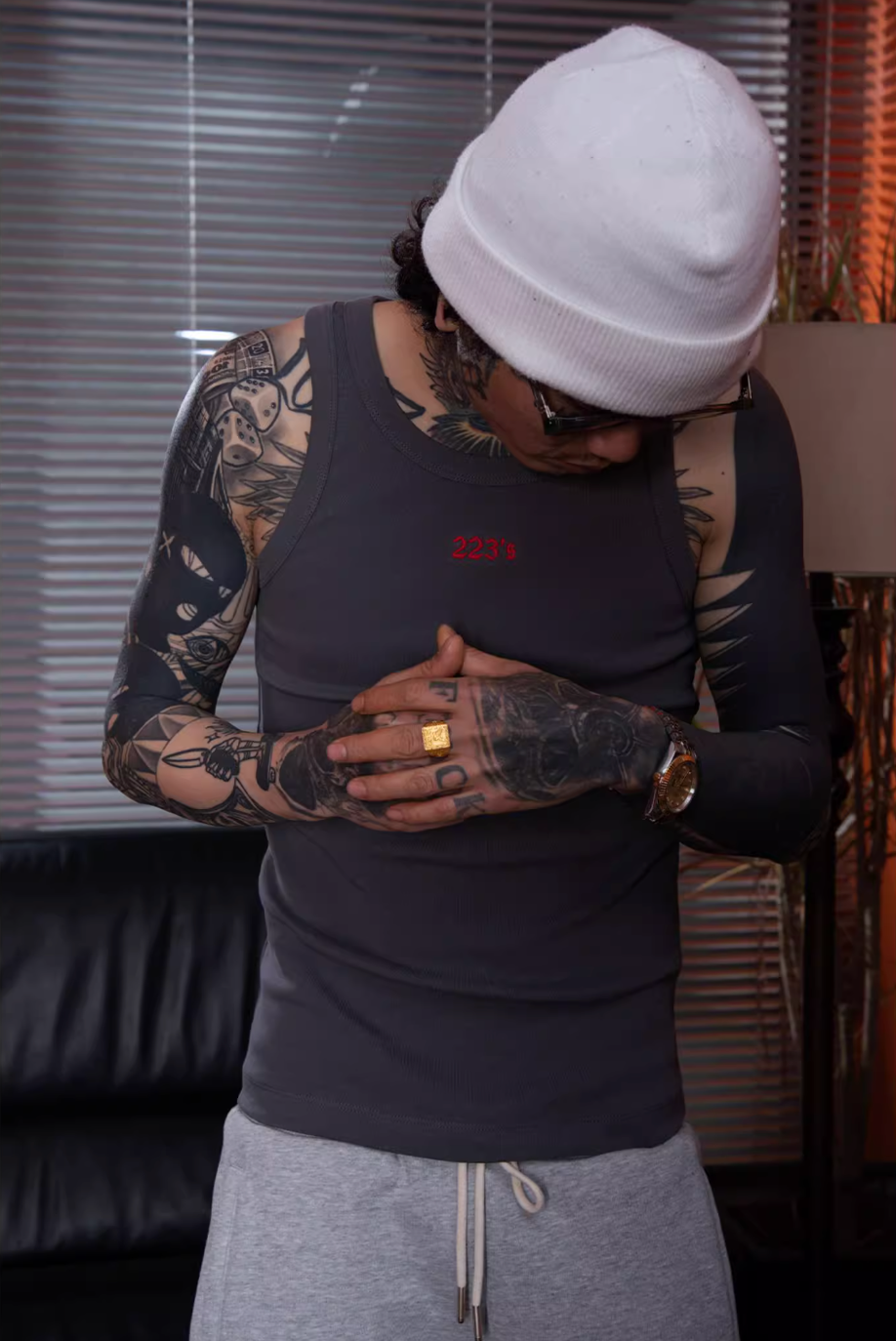 TGFCLUB 223 Logo Embroidered Slim Tank Top | Face 3 Face