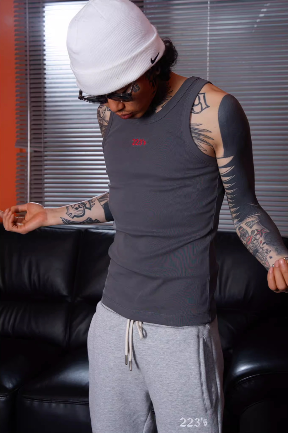 TGFCLUB 223 Logo Embroidered Slim Tank Top | Face 3 Face