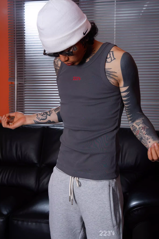 TGFCLUB 223 Logo Embroidered Slim Tank Top | Face 3 Face