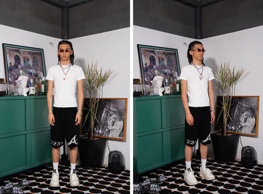 TGFCLUB 223 Neck Embroidered Stretch Slim Tee | Face 3 Face