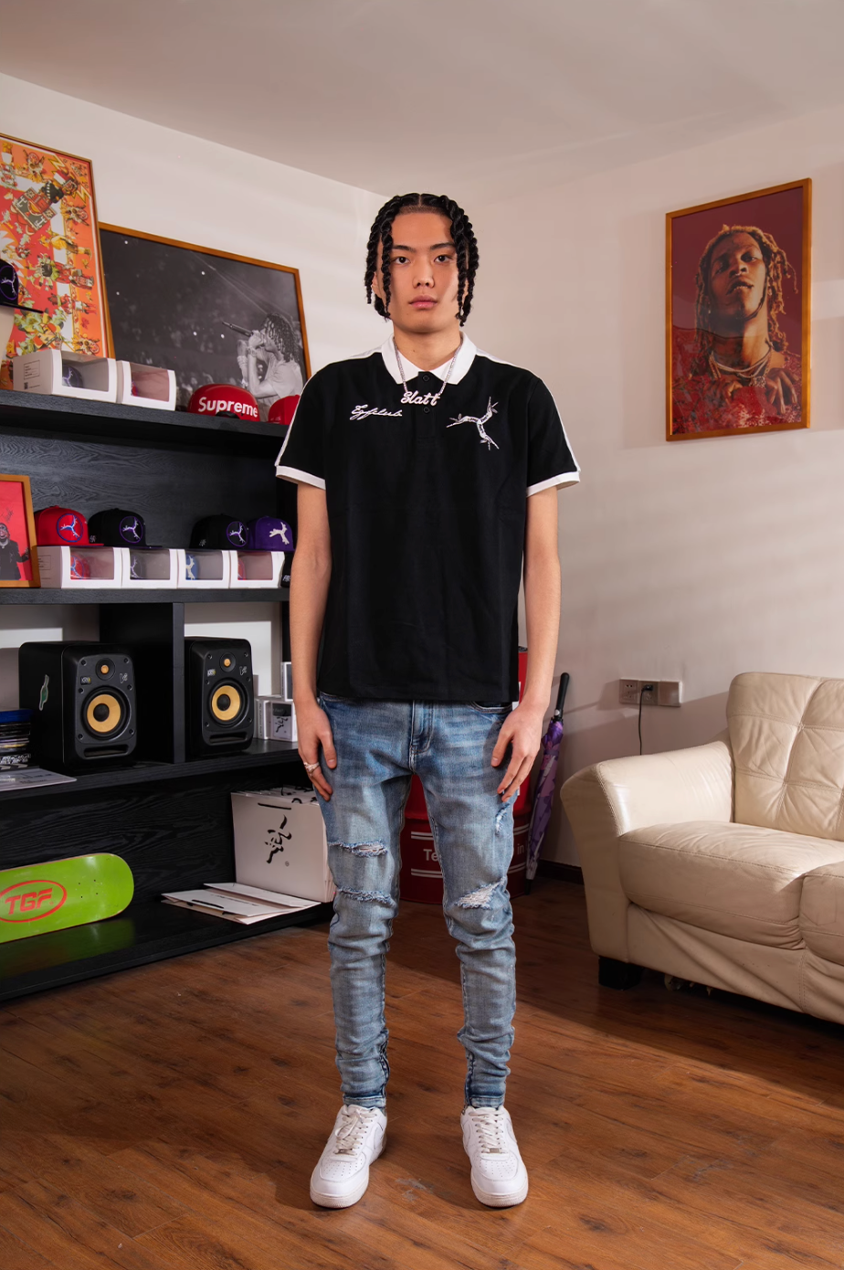 TGFCLUB Colorblock Embroidered Logo Slim Fit Polo | Face 3 Face