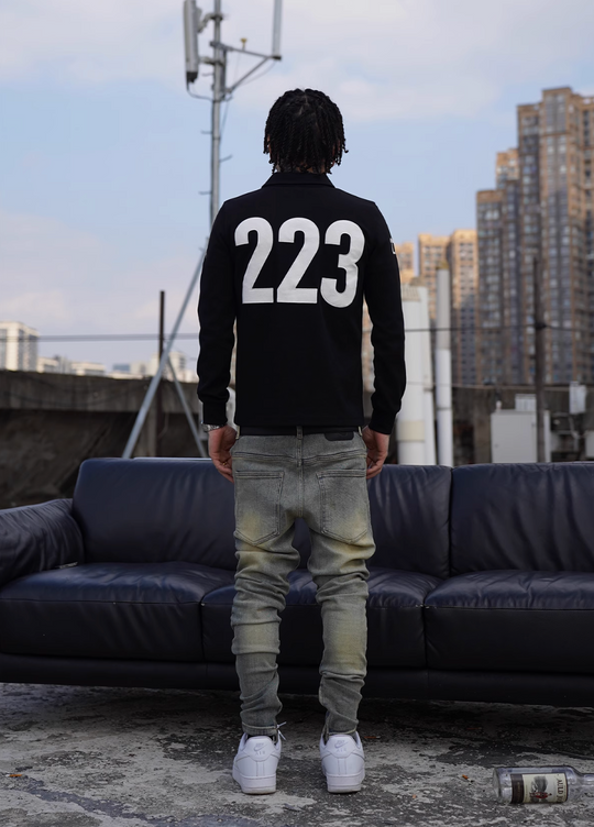 TGFCLUB 223 Patch Embroidered Slim Fit Long Sleeve Polo | Face 3 Face