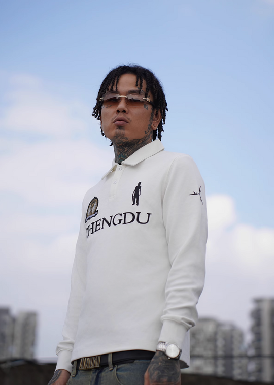 TGFCLUB 223 Patch Embroidered Slim Fit Long Sleeve Polo | Face 3 Face